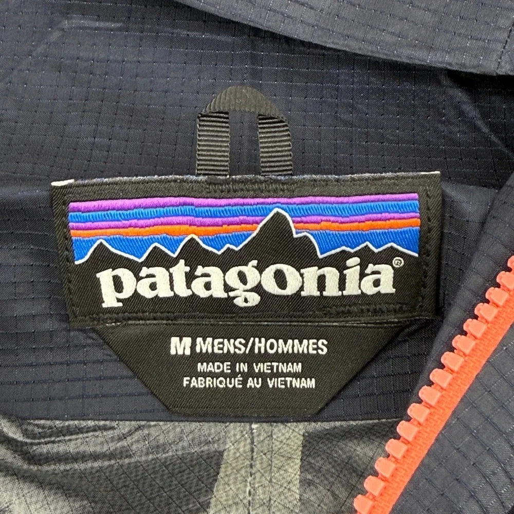 Patagonia Houdini Jacket Mens M Red Black Hooded Lightweight Nylon